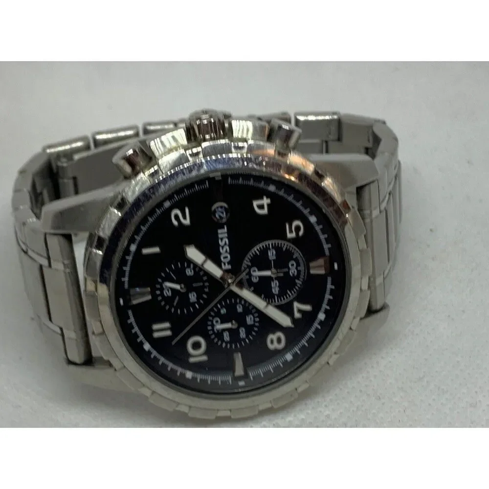 Fossil FS4642 Men's Silver Stainless Steel Analog Black Dial Quartz Watch E299